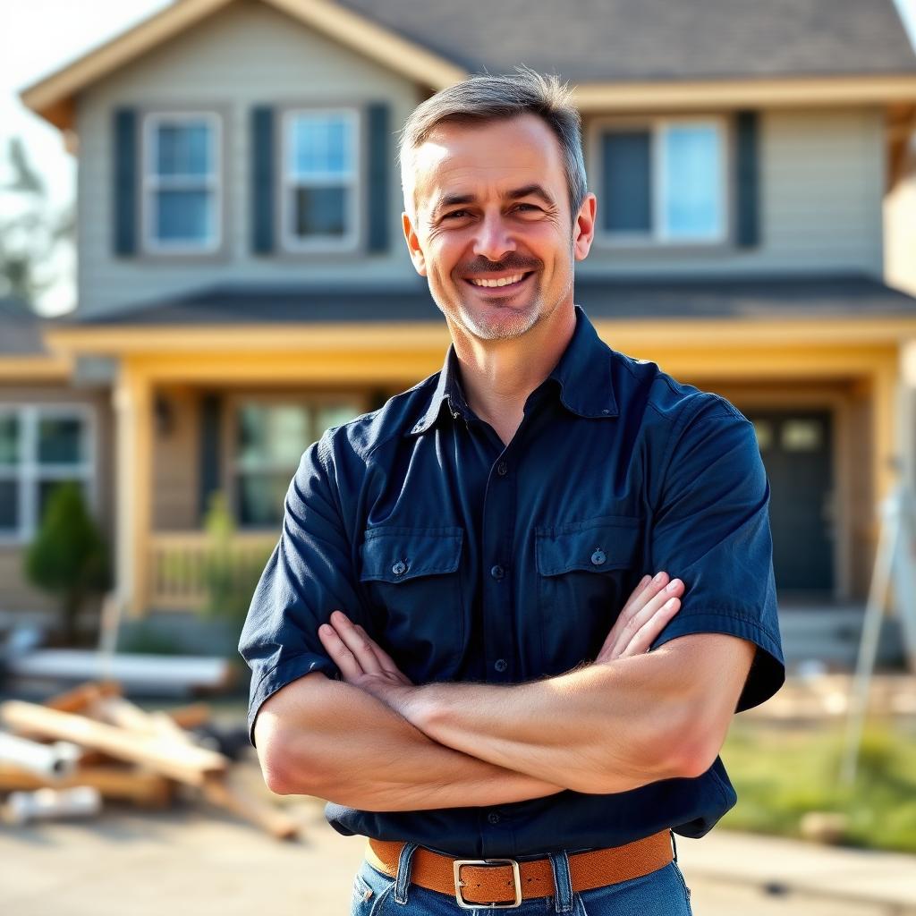 Placeholder portrait of the owner of Spartan Home Services standing at a residential job site